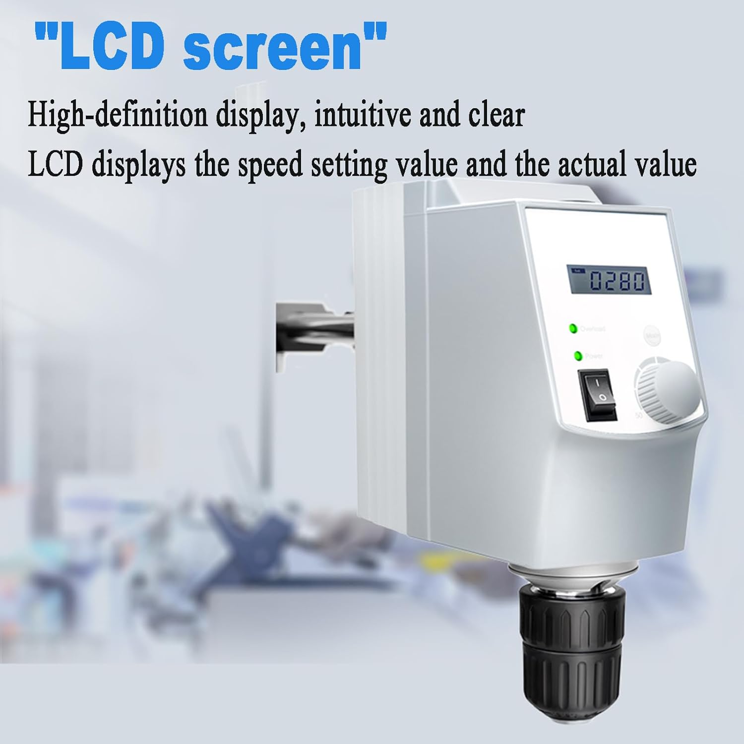 Electric Lab Overhead Stirrer, LED Digital Overhead Stirrer Mixer, with Stirring Rod, 50~2200 RPM Speed, 40L Mixing Volume, for Experimental Research（100~220V）