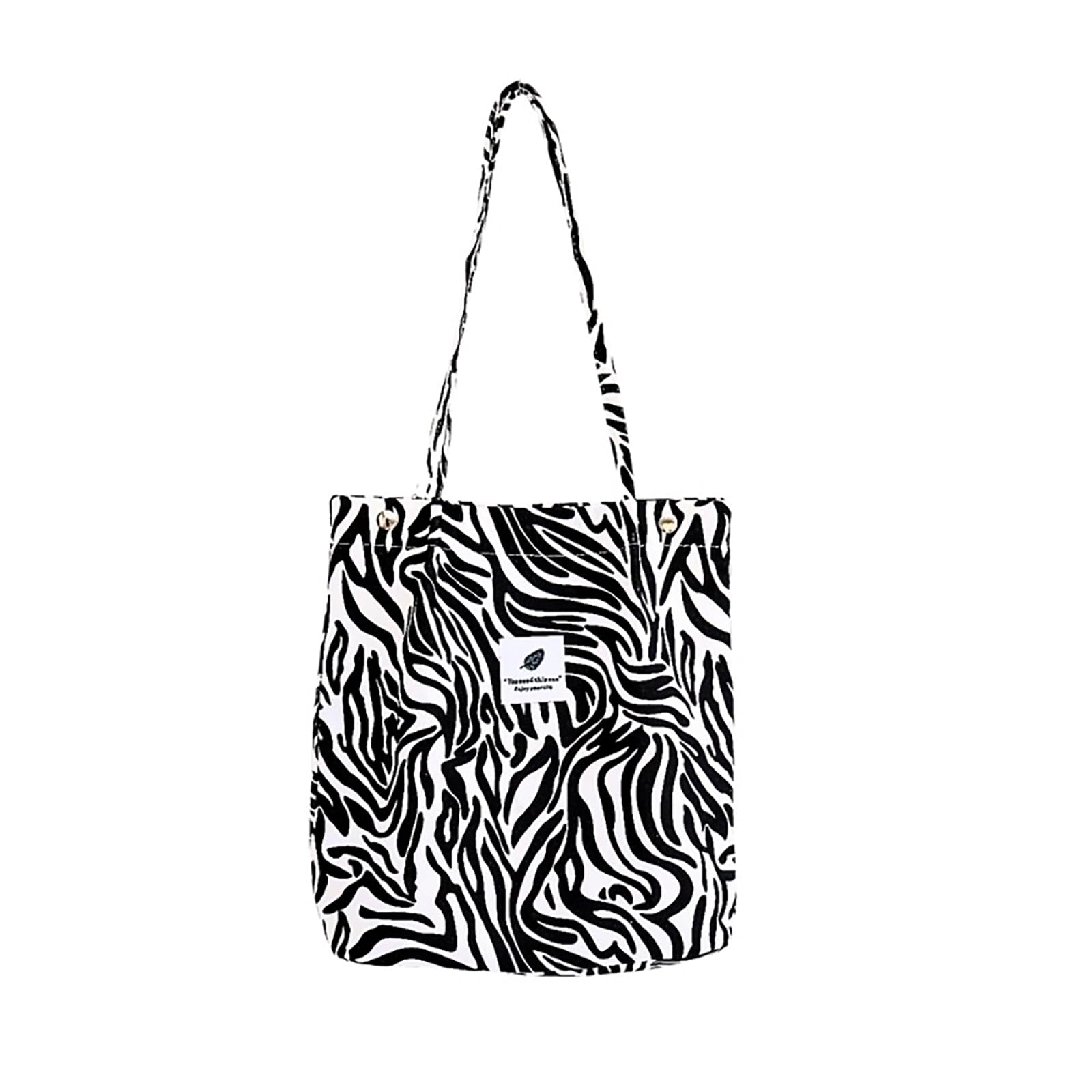 Borsa A Tracolla In Velluto A Coste, Leopardata E Zebrata, Grande Capacità 39x35 Cm
