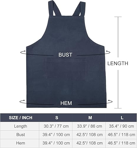 Miniatura 7 de ELEZAY Delantales para mujer con bolsillos, talla grande, cómodo, espalda cruzada, sin lazo, delantal de lino y algodón