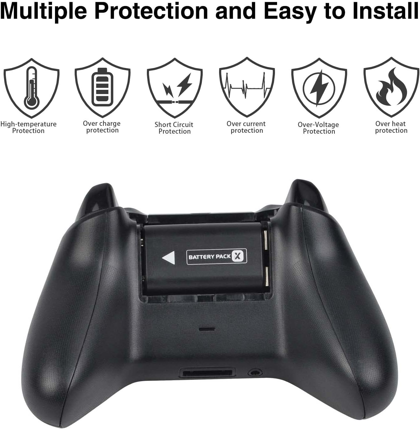 2 Pack Xbox One/Series Rechargeable Battery Pack, 1400mAh Xbox Battery for Xbox One/One S/One X/One Elite/Xbox Series S/Series X Controller (Black)