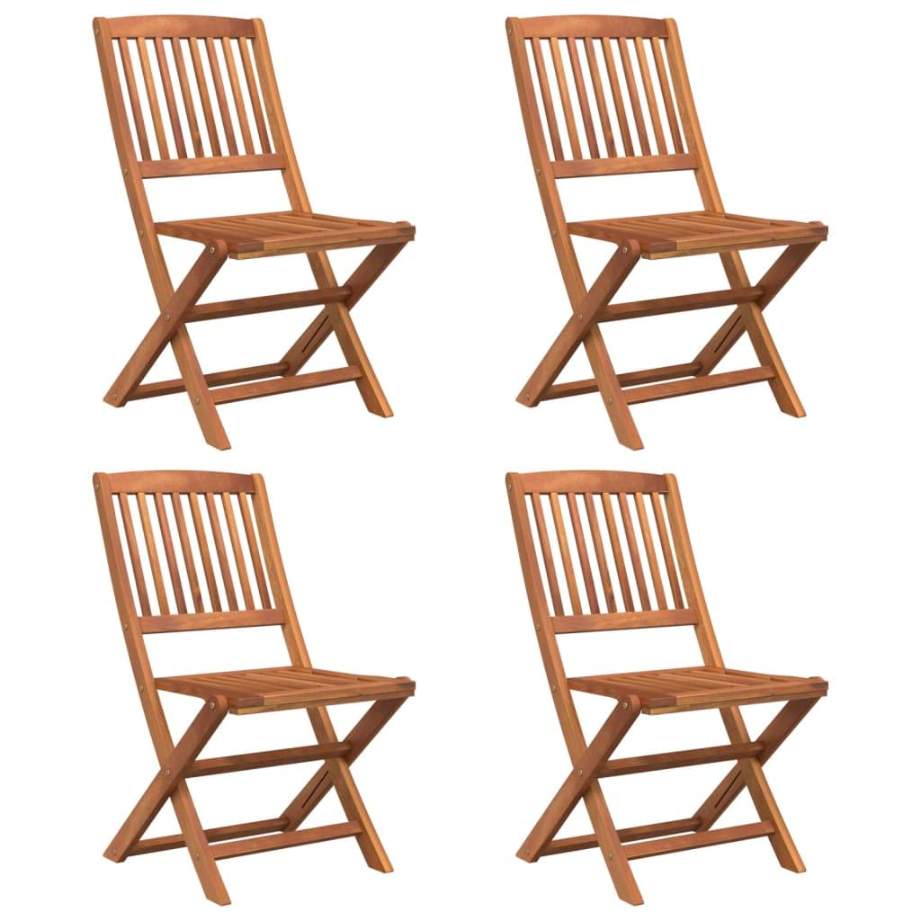 vidaXL Juego de Comedor de Jardín 5 Piezas, Sillas y Mesa Octogonal Plegables, Conjunto de Muebles para Exterior Patio, Madera Maciza de Acacia