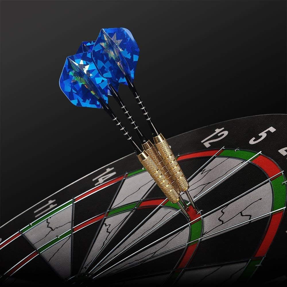 Sametop Darts Steel Tip Darts Set 18 Grams with Flights, Aluminum Shafts, Brass Barrels and Dart Sharpener (12 Packs, 15 Packs)