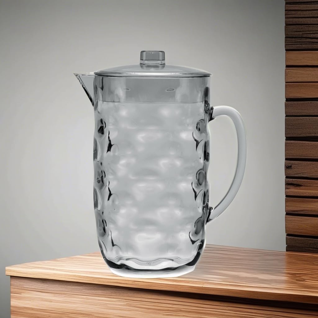 QG Clear Light Grey BPA Free Acrylic Plastic Pitcher with Lid - Great for Iced Tea, Juice & Water 0.63 Gallon / 80 fl oz. / 2.5 Quart - Image 2