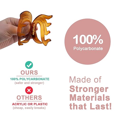 Miniatura 9 de Pinzas de pelo medianas para cabello fino, pinzas de pelo de 2.6 pulgadas para mujeres y niñas, clips de flores mate fuertes, clip de mandíbula