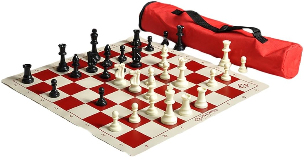 US Chess Quiver Tournament Chess Set Combination Triple Weighted (Red)