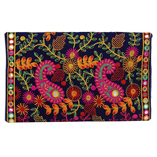 Rajasthani Designed Sling Bag, Foldover Clutch, Hand Bag, Shoulder Bag & Cross Body Bag for Women & Girls (Blue Multi Color)4