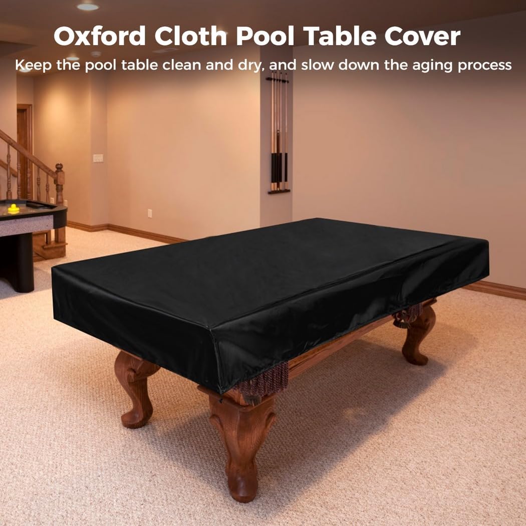 Pool Table Cover 8Ft, 420D Oxford, Waterproof Dustproof Protection for Billiard and Air Hockey Tables