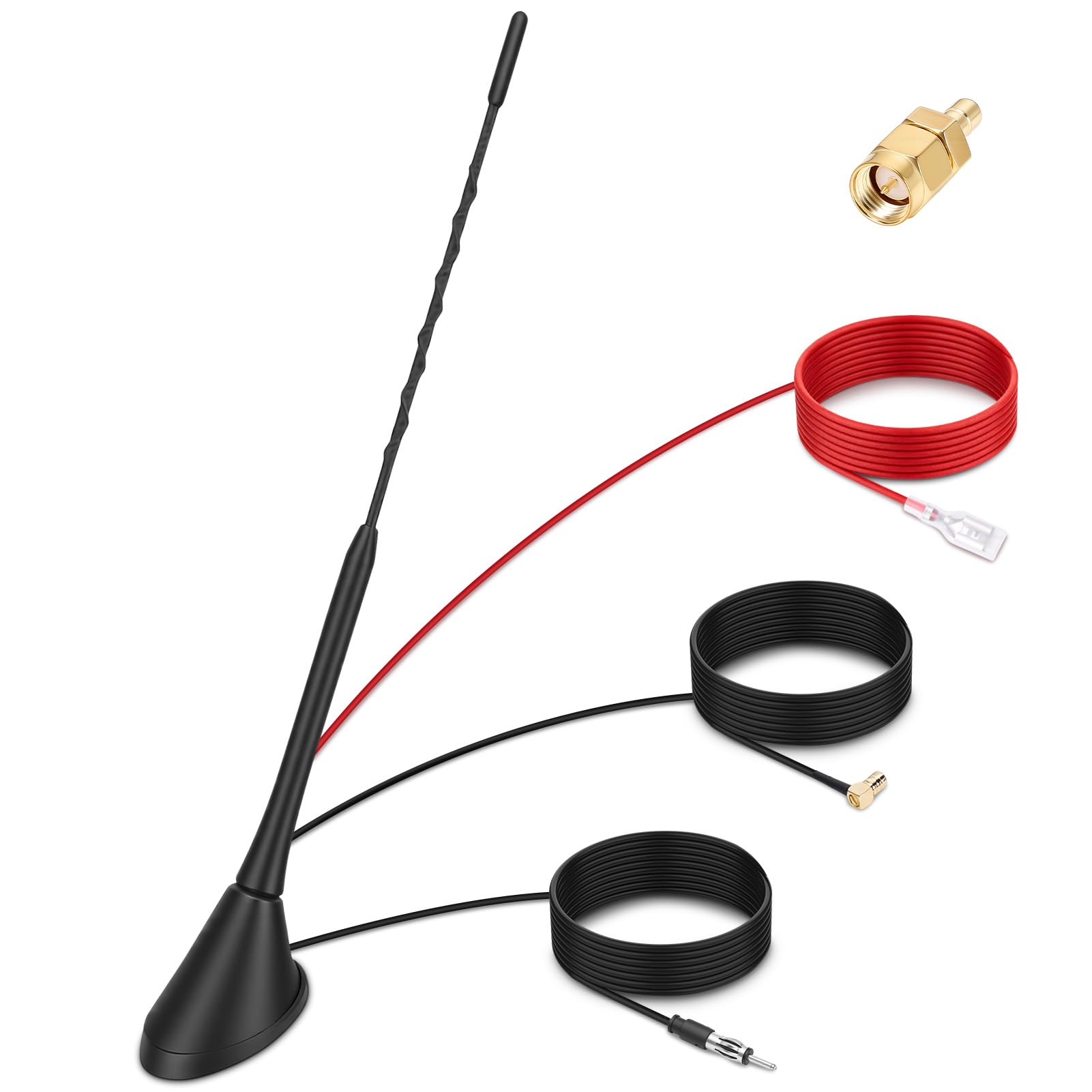 Yosoo Health Gear DAB DAB+ Antenna Auto, Digitale Antenna per Autoradio con 5m Cavo Coassiale, Connettori SMB/SMA e Presa DIN, Amplificatore Divisore Segnale Autoradio