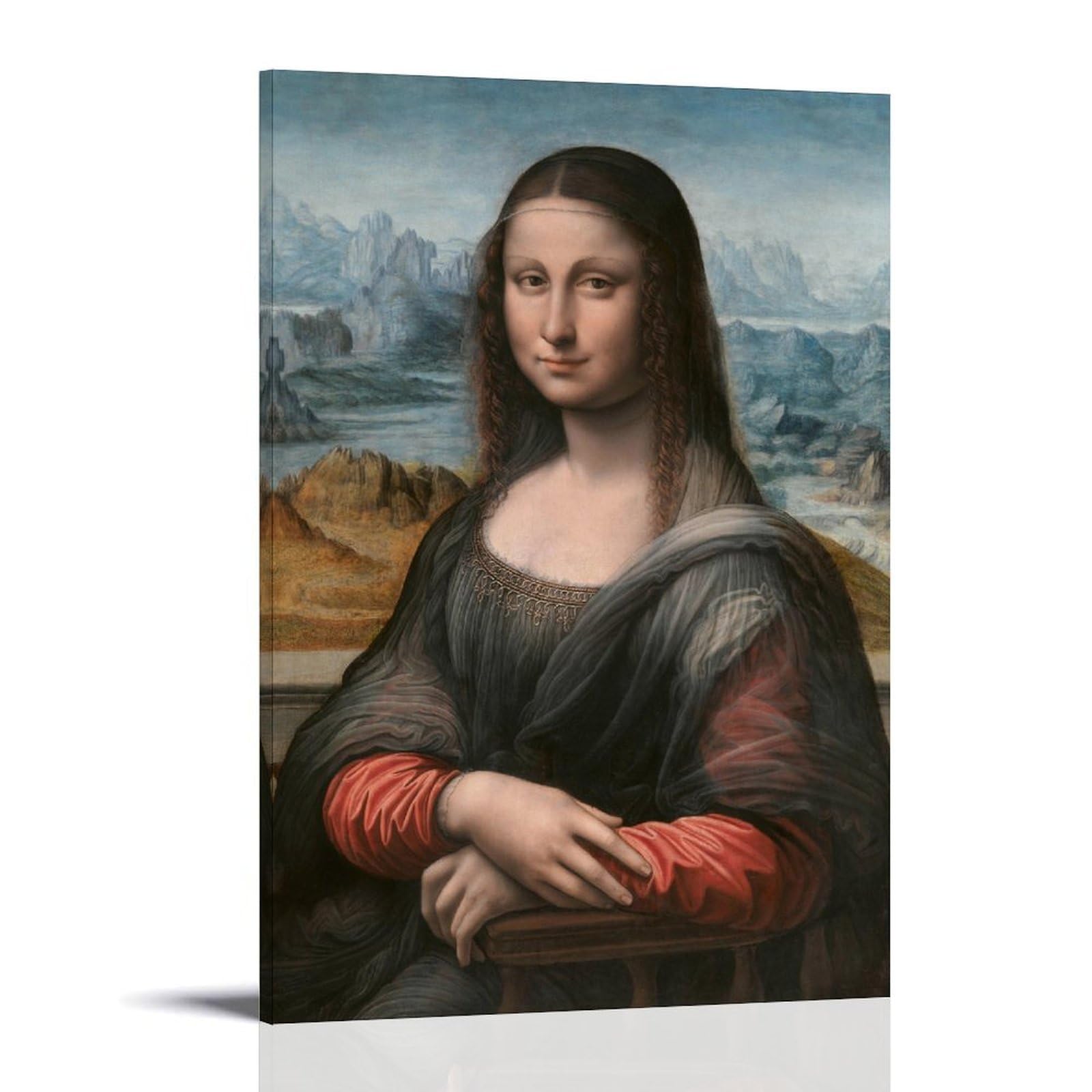 Leonardo Da Vinci Mona Lisa Renaissance Print - Iconic Portrait Featuring Mysterious Smile And Mountainous Landscape Wall Art Canvas Wall Art Picture Prints Hanging Photo Gift Idea Decor Homes Artwork