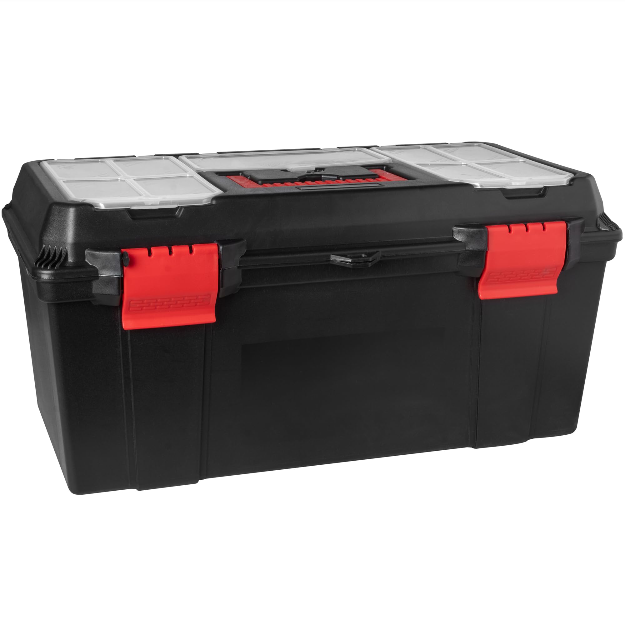 Hardys Heavy Duty Small Plastic Tool Box - Multiple Compartment Toolbox Organiser with Removable Tote Tray - Tool Chest Storage Box, 7 Compartment Box for Fixings, Hand Tools (22")