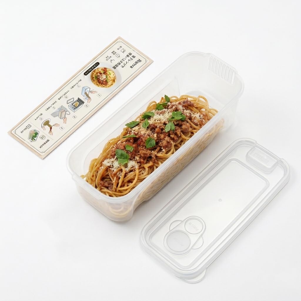 パスタメーカー 電子レンジ パスタ茹で器 1.3L クリア | 1人〜2人前, 湯切り口・計量穴付き, レンジ調理器 スパゲッティ 炊飯 保存容器, 食洗機対応 耐熱・耐冷, 一人暮らし 便利グッズ ポリプロピレン