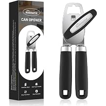NileHome Smooth Edge Manual Can Opener, Stainless Steel Sharp Wheel Easy Turn Soft Grip Senior-Friendly Heavy Duty Commercial Kitchen Tool, Black