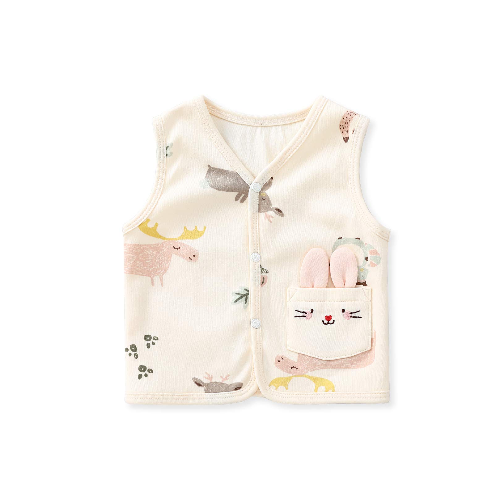 pureborn Toddler Girls Vest Waistcoat Sleeveless Jacket Top 3-4 Years Beige Animals in Forest