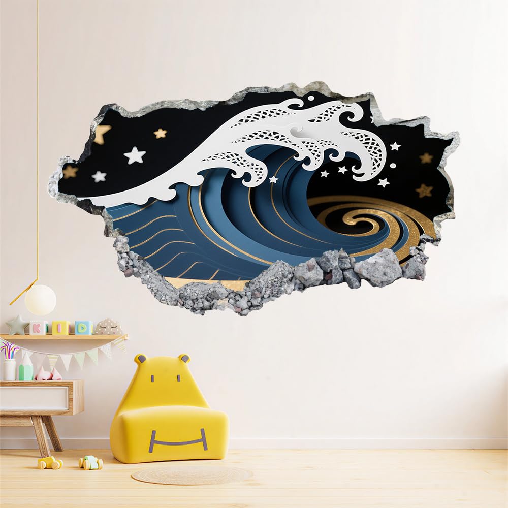 Sticker mural 3D tourbillon abstrait pour décoration de chambre d'enfant