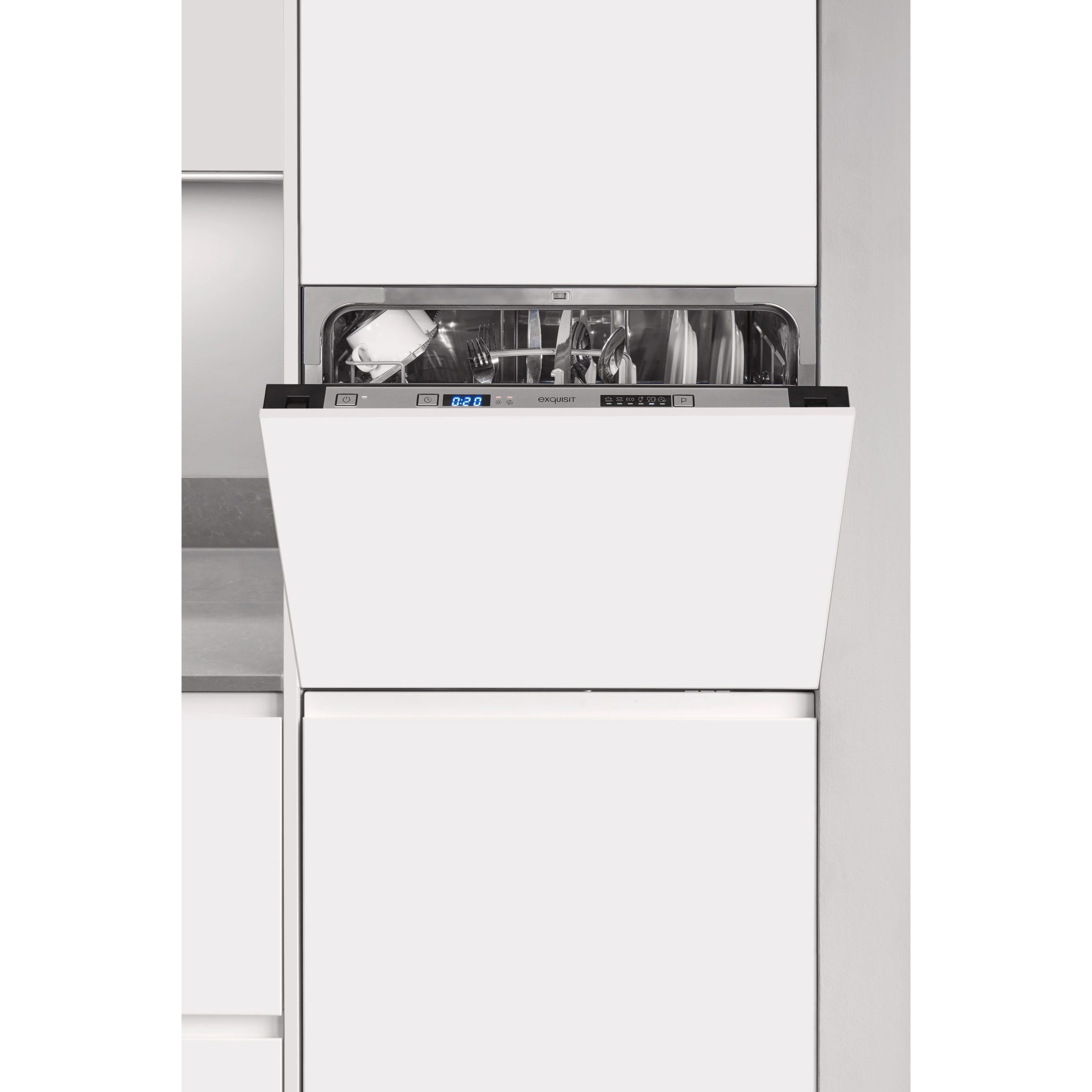 Lavavajillas integrable 60 cm Exquisit EGSP1060-E-030D | 6 programas de lavado rápido | Bajo consumo energético | Silencioso | Lavado rápido, bajo consumo energético, integración total y funcionamiento silencioso para cocina