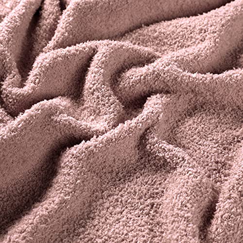 Knit Throw Blanket Super Soft Warm Blanket For Couch Lightweight Fluffy Blanket For Bed Sofa 50X60 Inches Dusty Rose #TOP2