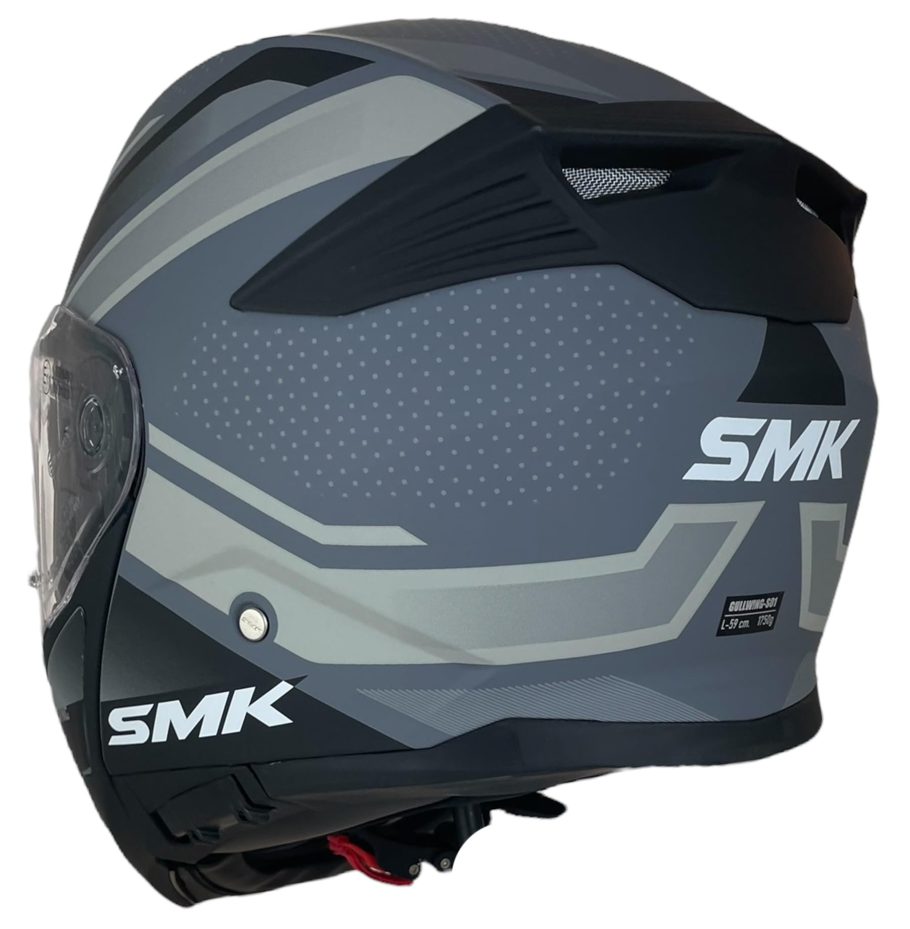 SMK Helmets Casco Modular GULLWING SUPERTOUR Decorado Mate Casco Modular para Motocicleta, Negro y Gris, con Visera Abatible 22.06 (3XL 65/66)