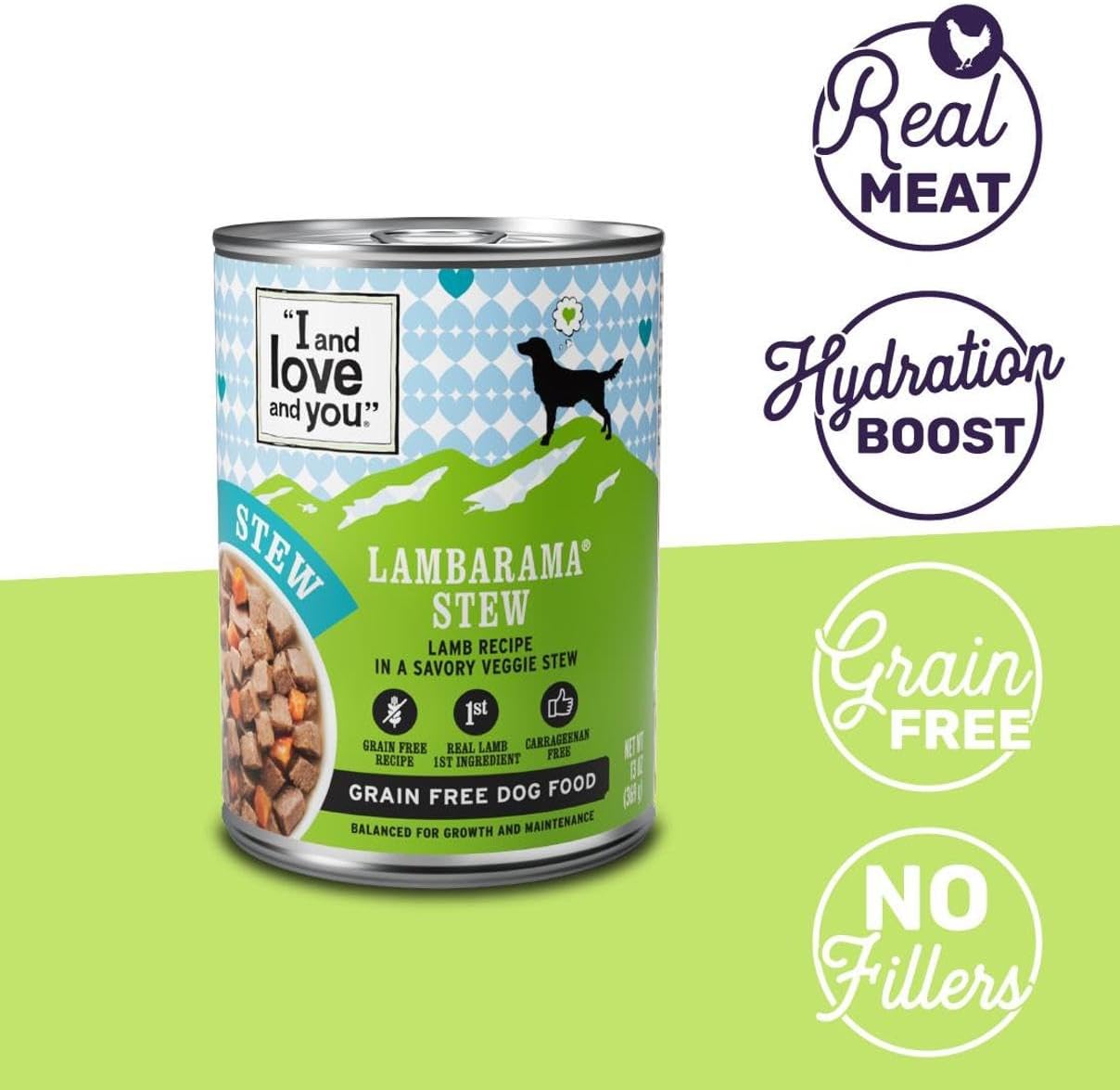 I and Love and You Wet Dog Food - Lambarama Stew - Lamb Recipe, Grain Free, Filler Free 13oz Can, 12pk