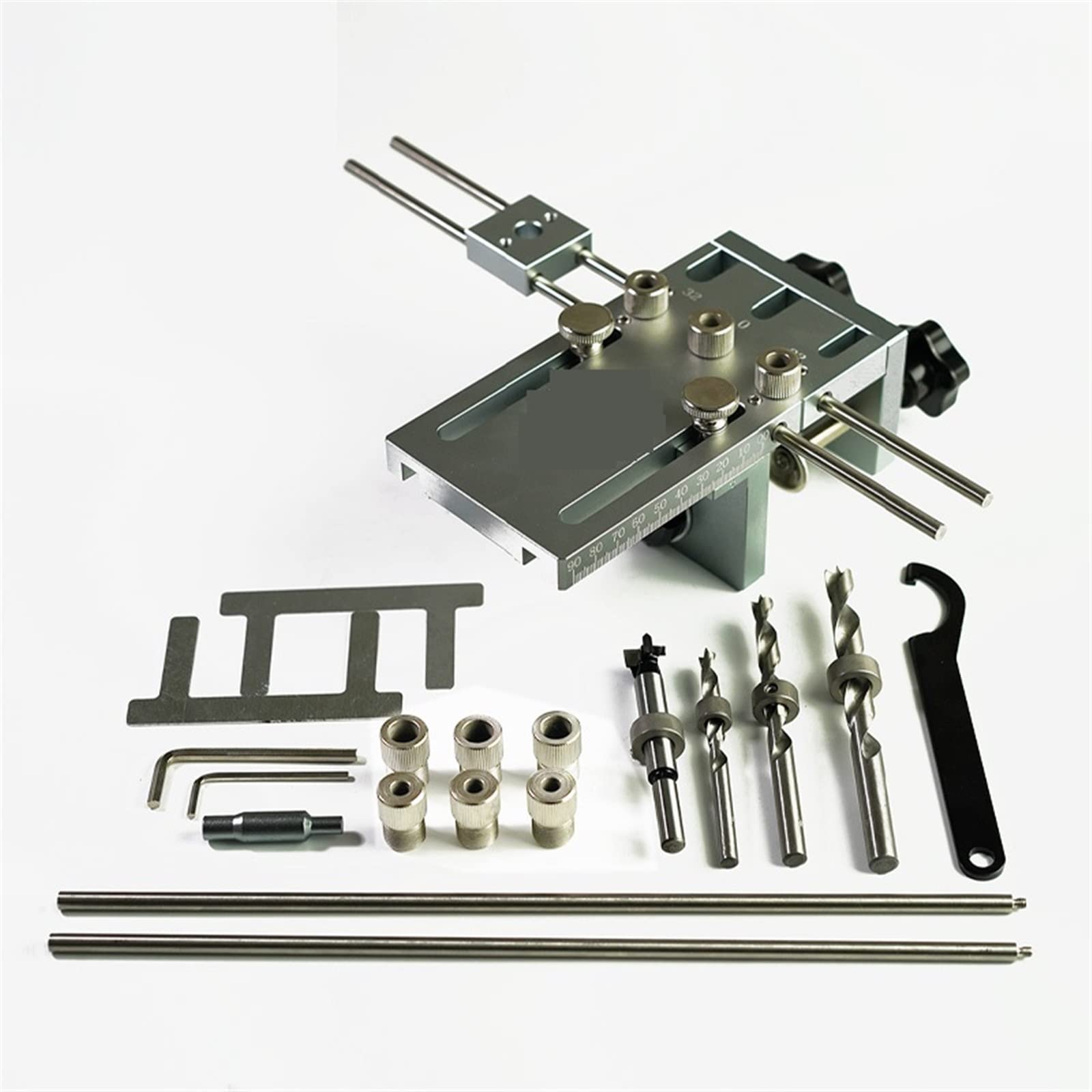 Calibre De Medición, Plantilla para Colocar Espigas En Muebles, Conexión Rápida, Localizador De Brocas para Carpintería 3 En 1 para Herramientas De Perforación.,1-Deluxe Extended