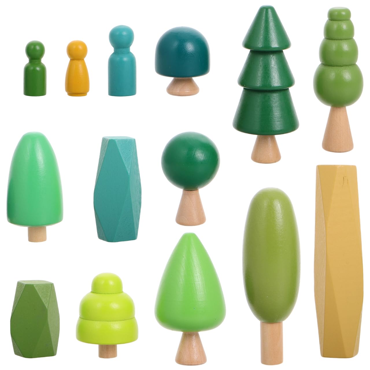 SAFIGLE Miniature Wooden Tree KitNatural Small World Toys for Cake Decoration and Home - Wooden Mini Trees Animals Preschool Educational Toys for Model Building Diorama Accessories