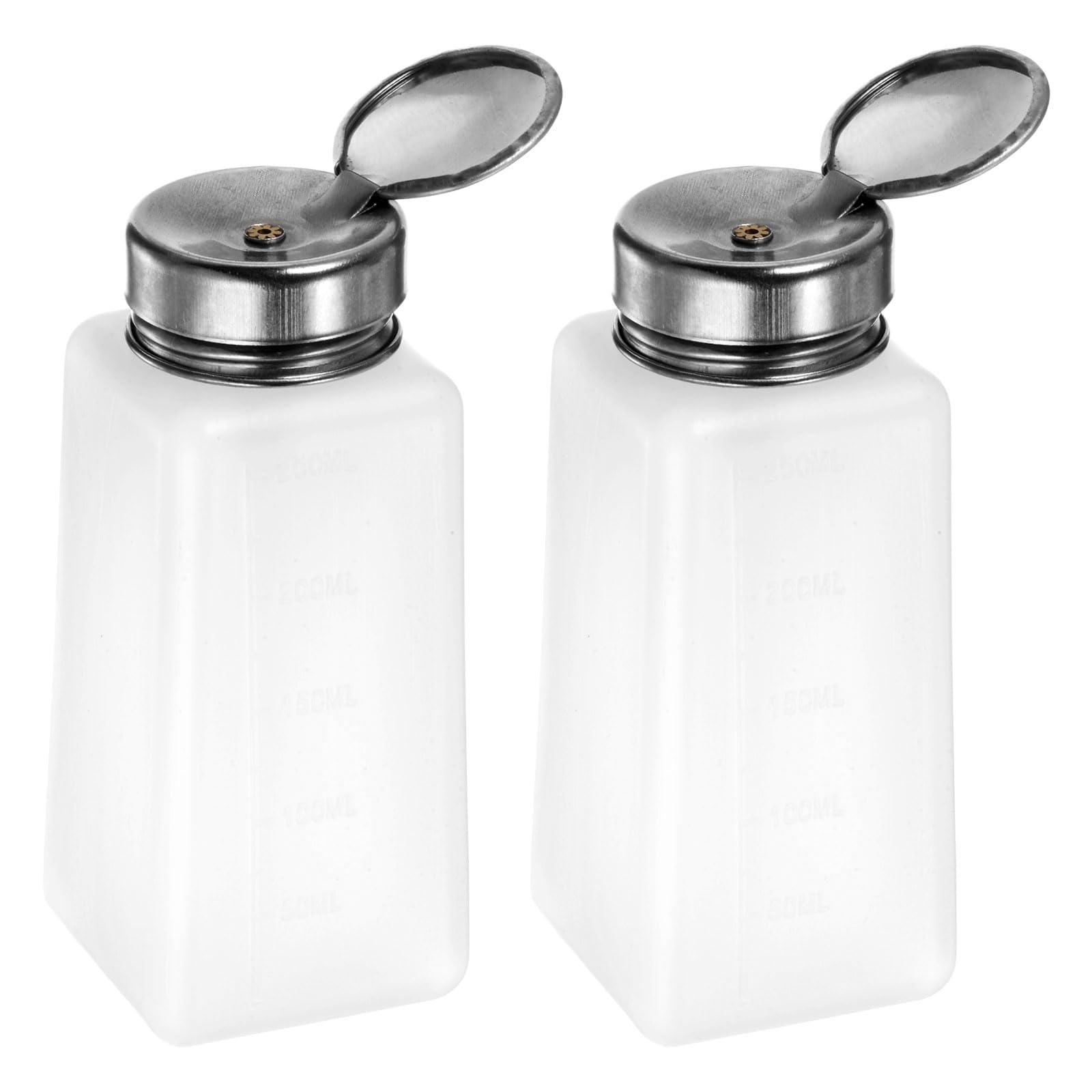 QUARKZMAN 2pz Dispenser Solventi Alcol, 250ml (8.5oz) Dispenser Liquidi Pressione, Coperchio Sigillante Acciaio Inox per Acetone, Detergente, Solvente Smalti, Bianco