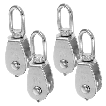 Single Pulley Block M15 4 Pcs Stainless Steel with Swivel Hook