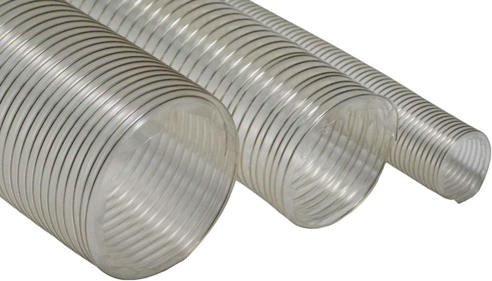 Rubber-Cal 01-202-2.5-25 "PVC Flexduct" General Purpose, 2.5"ID x 25' Fully Stretched, Clear