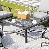 Grand patio Outdoor Glass Coffee Table,Outdoor Furniture Coffee,Patio Garden Furniture Multi-Functional Tea Table with Tempered Glass Top, for Conversation-Square (Tea Table with Glass Top)