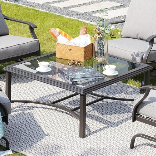Grand patio Outdoor Glass Coffee Table,Outdoor Furniture Coffee,Patio Garden Furniture