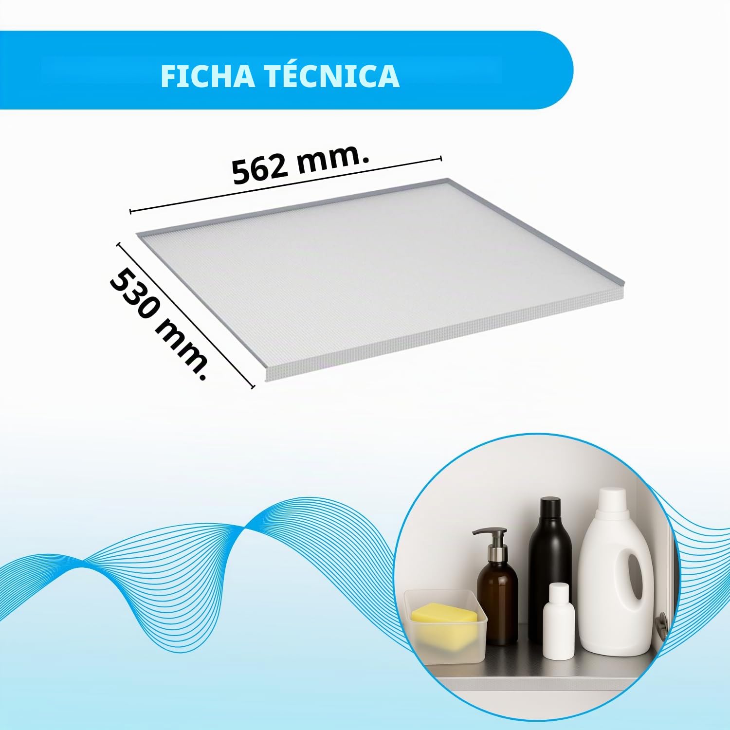 Evotrade - Protector para fregadero de cocina (aluminio, 562 x 530 mm) | Base debajo del fregadero, con expositor, dimensiones disponibles: 562, 862 o 1162 mm