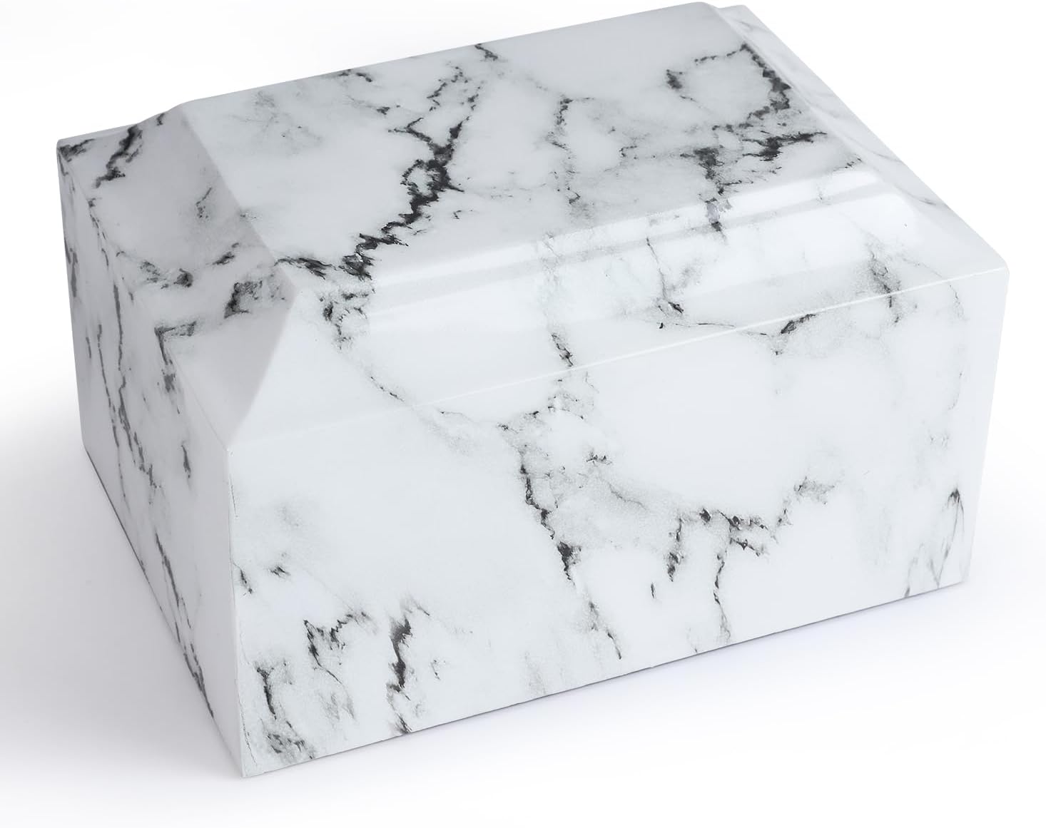 White Marble Cremation Urn, Memorial Urn Vault for Human