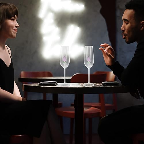 Miniatura 2 de DOITOOL Copa de vino rosa, copa de vino de cristal, copa de vino tinto, copas de cóctel para boda, fiesta de cumpleaños, festival