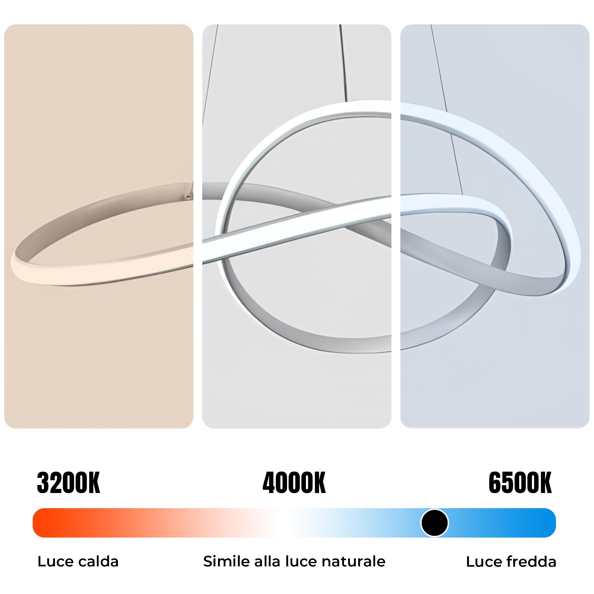 Arcadia Lampadario Led Soffitto a Sospensione Moderno con Luce Calda e Fredda Dimmerabile, Telecomando e App per Cellulare - Lampadario Camera da Letto, Soggiorno, Cucina e Cameretta - 3500 LM 50 Cm