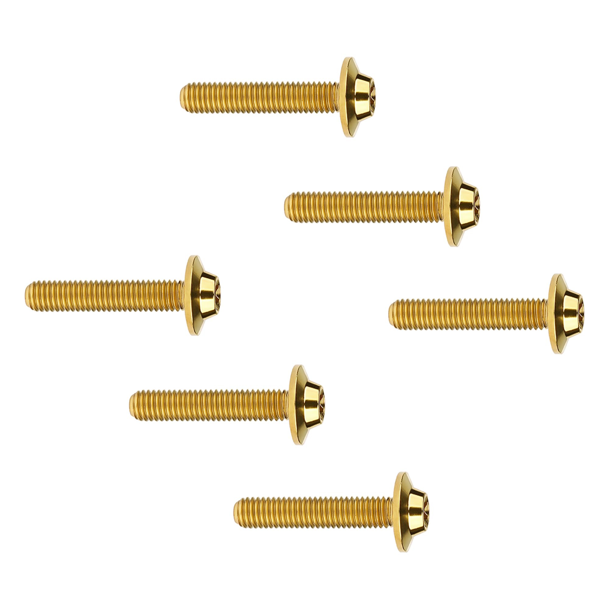 DWAMMEBRS Bolt M5 M6x10 12 15 20 25 30 35mm T25 T30 Torx Head Screw Pack of 6(Gold,M5x30mm)
