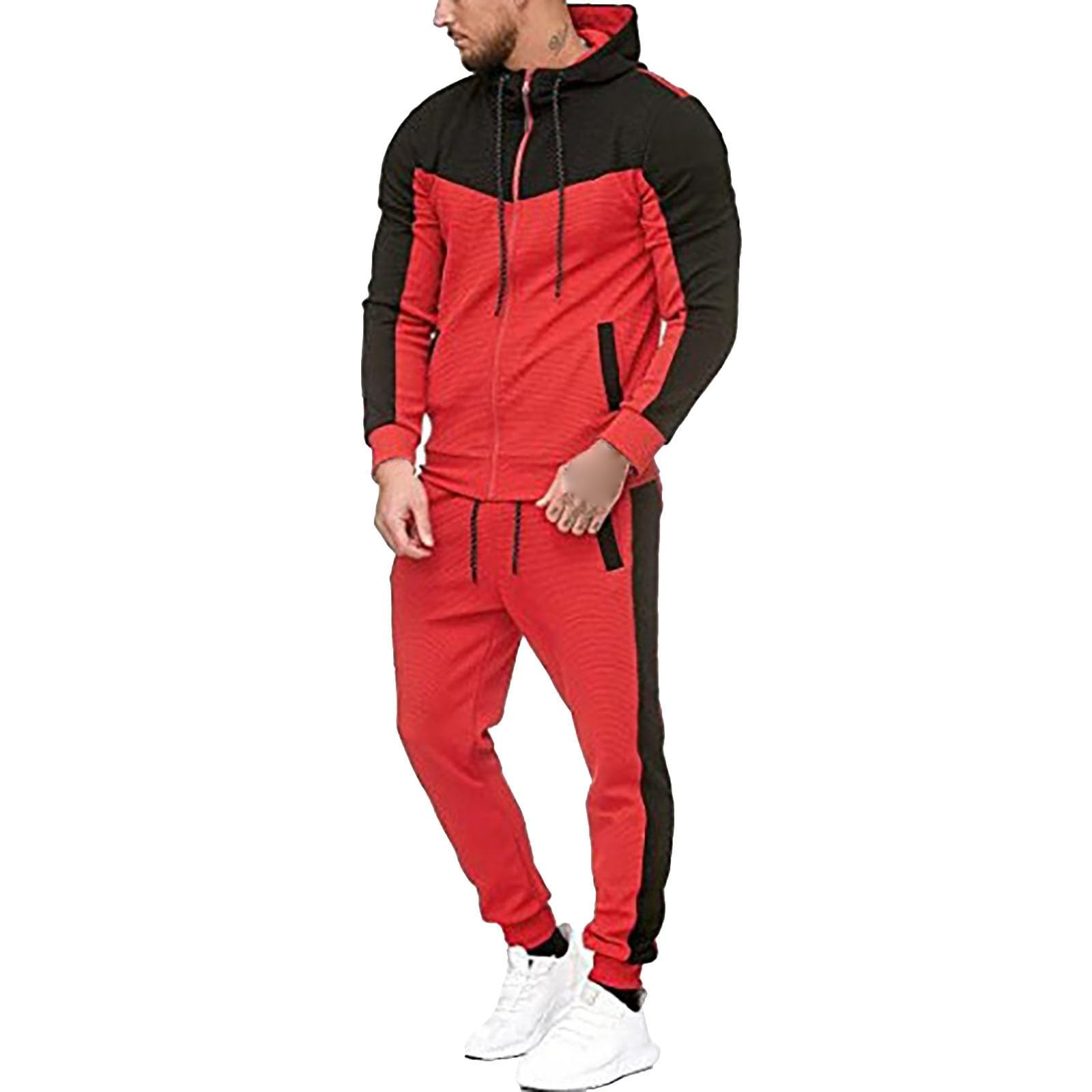Męski dres treningowy, 2-częściowy, zapinana na zamek bluza z kapturem i joggery, zielono-czarna odzież sportowa dla mężczyzn, miękka bawełniana dres treningowy z kieszeniami, lekki, wygodny strój na
