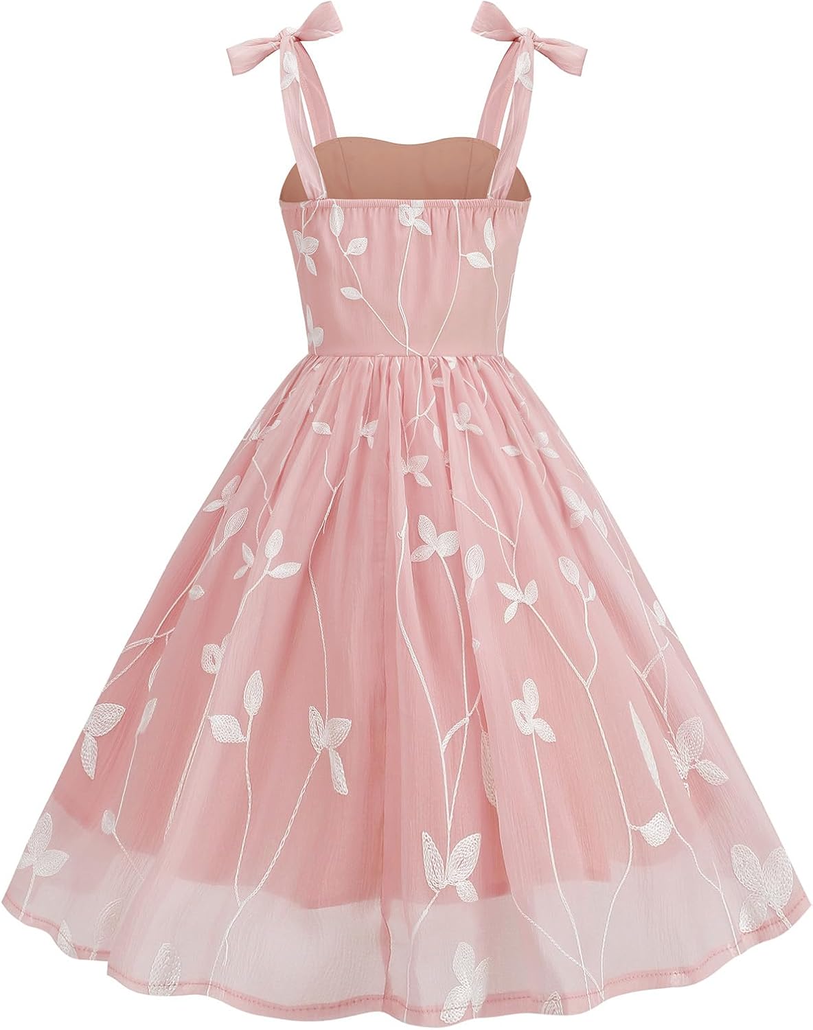 Women's Short Tulle Prom Dress - Sweetheart Neckline With Floral Embroidery, Tie Strap Formal Party Mini Dress 11 thumbnail image