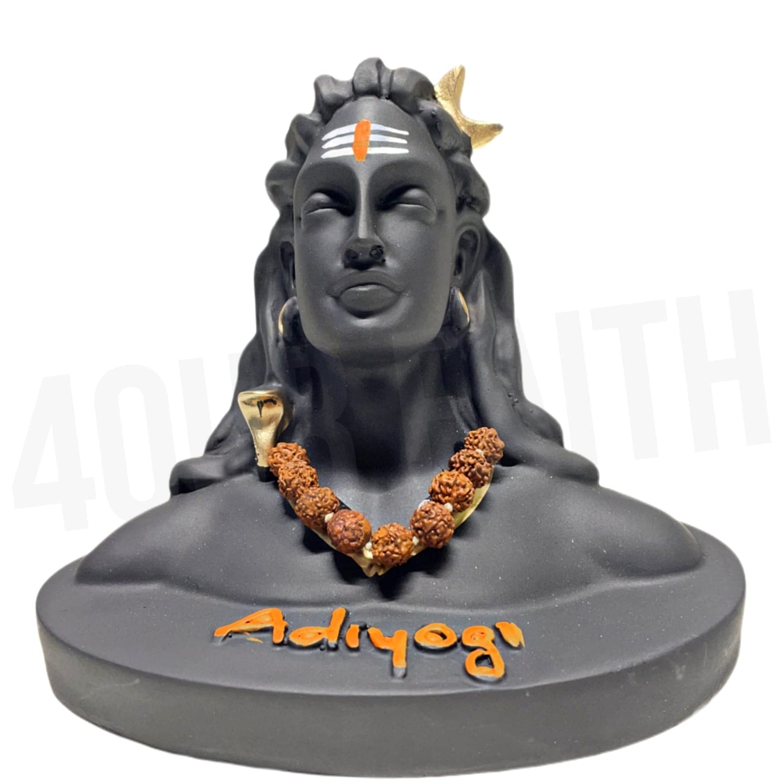 4our Faith Lord Adiyogi Shiva Statue with Attached Graceful Rudraksh Mala, Mahadev Murti for Home/Office Decor and Car/Truck/Other Heavy Vehicles Dash Board