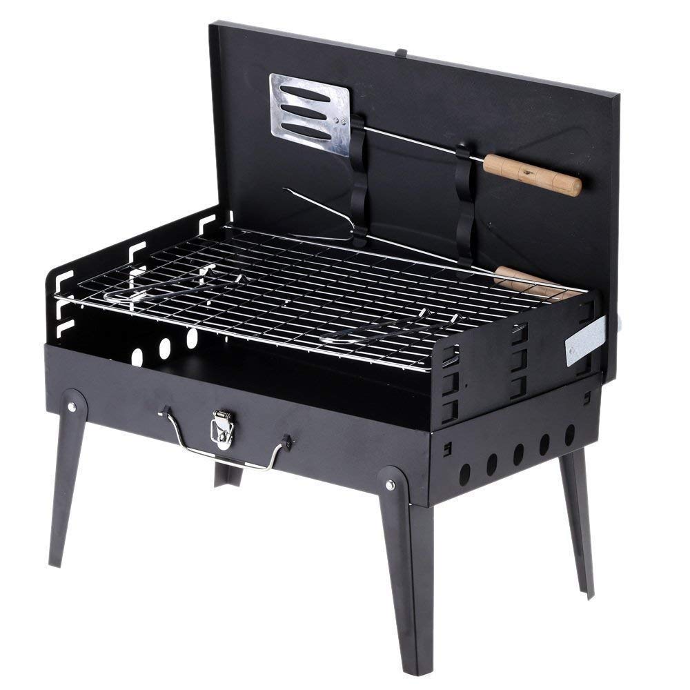 SKE Foldable Briefcase Style Charcoal Barbeque with Stand Amazon.in