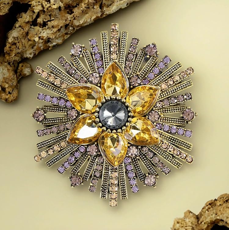 Image of Rhinestone Crystal Sunflower Brooch Pin Elegant Wreath Brooch Clothing Hat Bag Skirt Accessories for Women