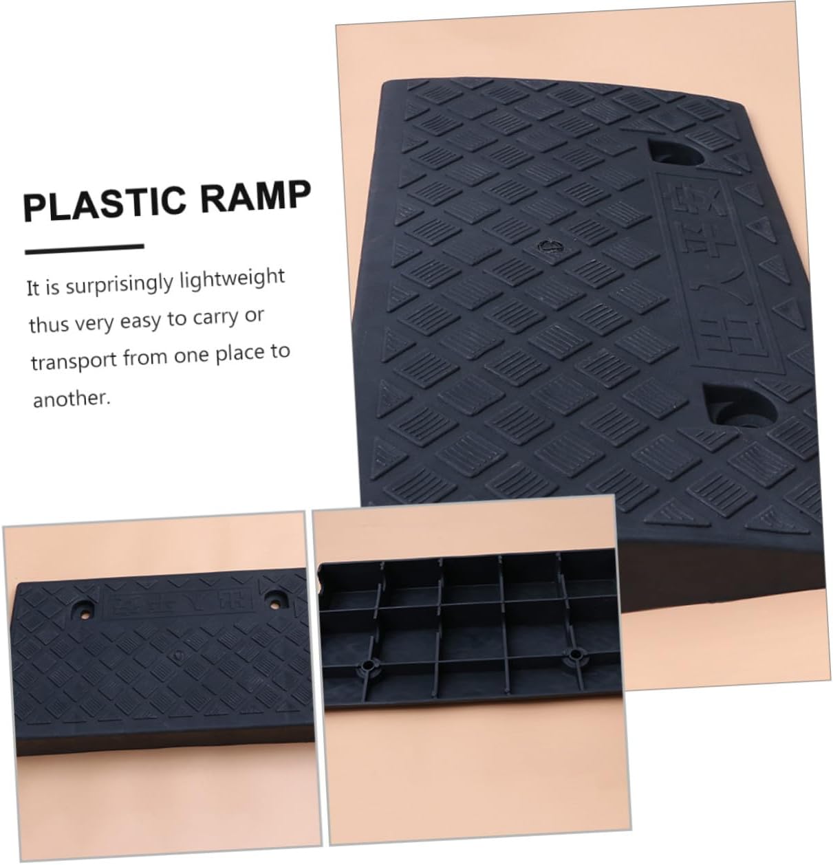 Mikinona Vehicle Plastic Curb Ramp 50x27x9cm Black Car Threshold Ramp for Driveway Loading Dock Accessories
