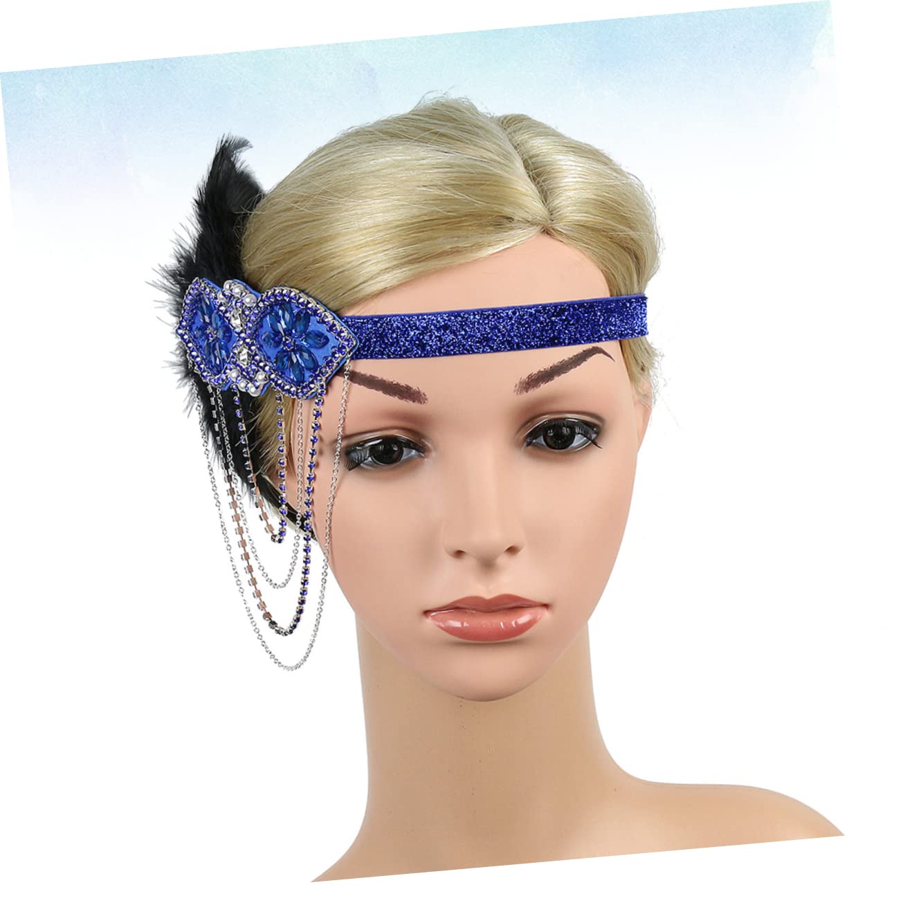 minkissy 2piezas Diadema De Cadena Borlas Para Mujer Accesorio Elegante De Fiesta y Fotografía Color Azul