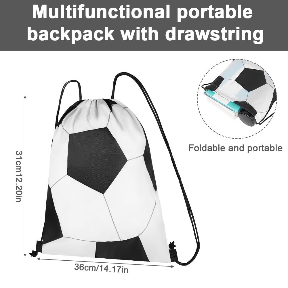 DiULi Lot de 4 Sacs de Sport à Cordon Enfant Football, Sac de Gym Léger avec Cordon de Serrage Réglable, Sac à Dos Imperméable avec Imprimé Sport, Sac de Rangement Pliable pour École et Entraînement