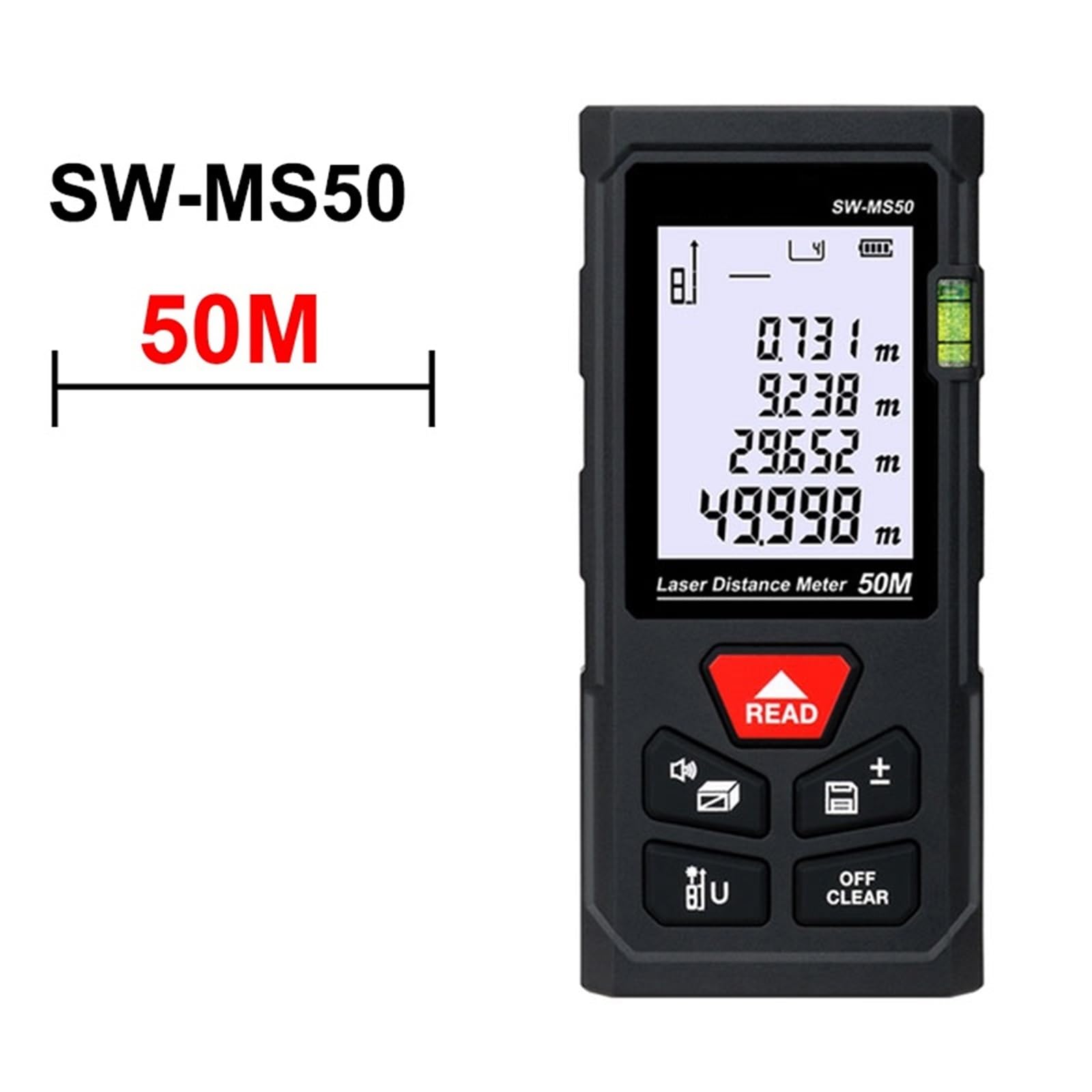 Medidor de Distancia Digital de 40 m/50 m, telémetro de precisión con medición de Distancia, área, Volumen y autocalibración.