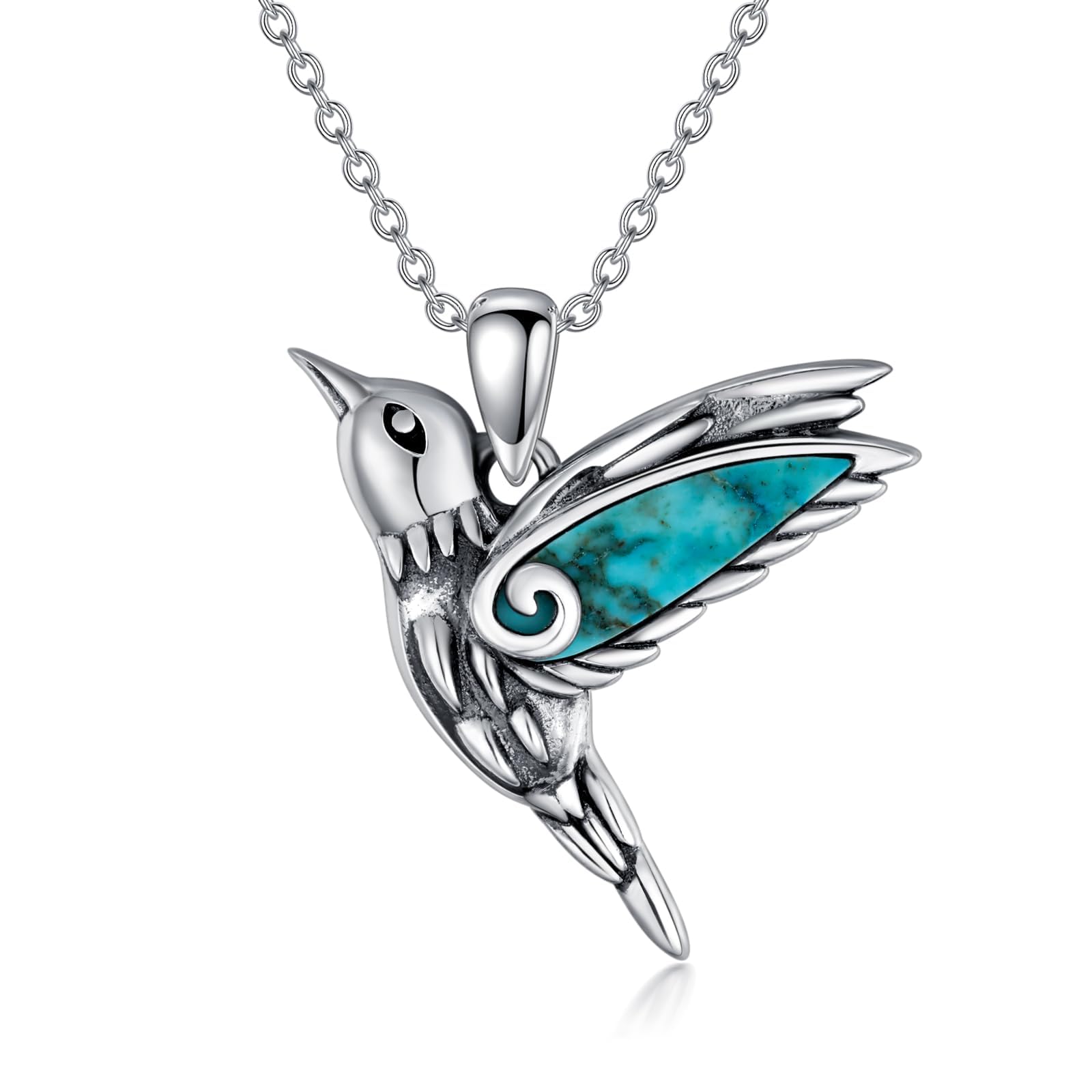 BETHZA Genuine Gemstone Hummingbird Necklace 925 Sterling Silver Hummingbird Pendant Natural Gemstone Jewelry Christmas Birthday Gifts for Women Mom