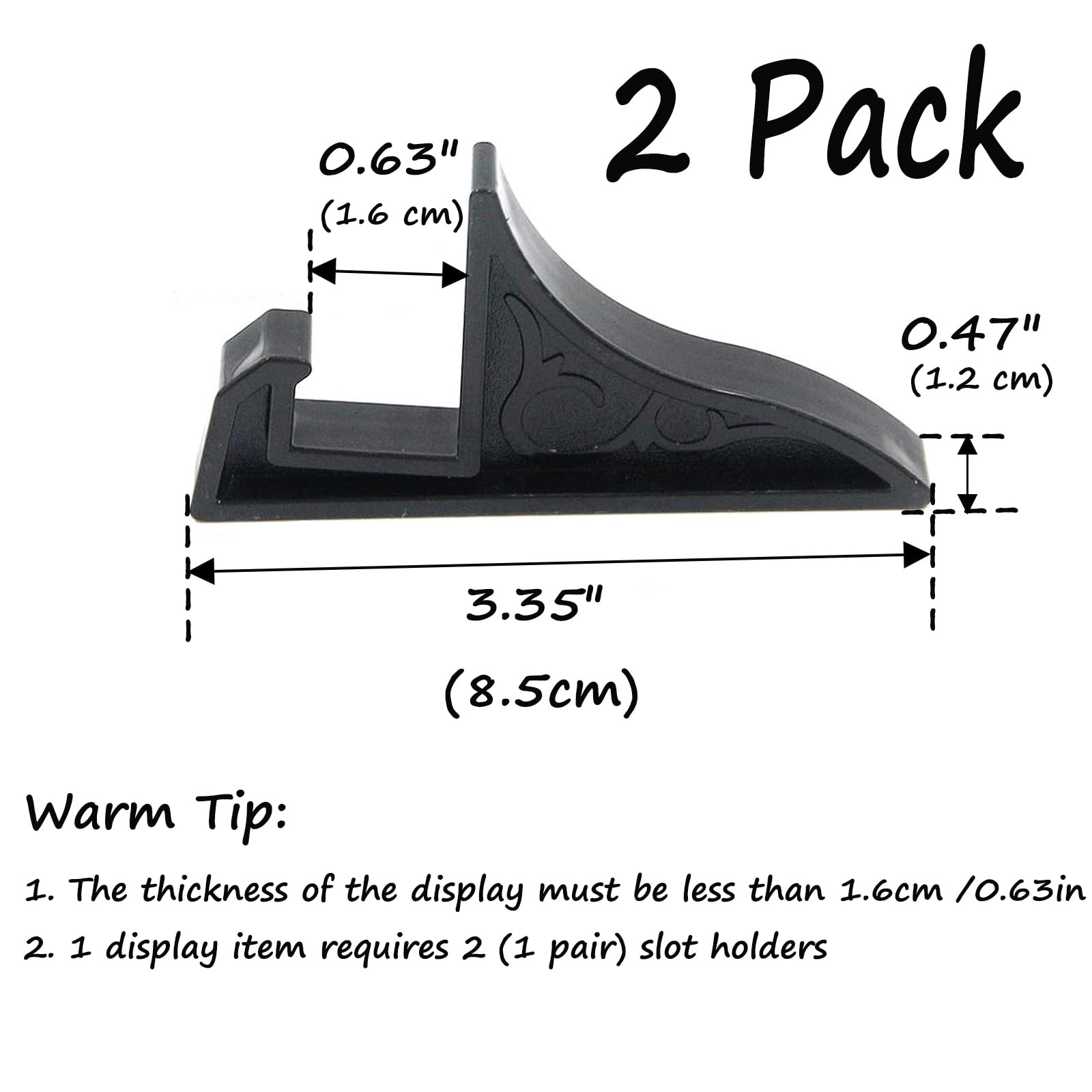 Semetall 2 Pack Multifunction Plastic Display Stand Plate Holder,Small Picture Frame Holder (Black)