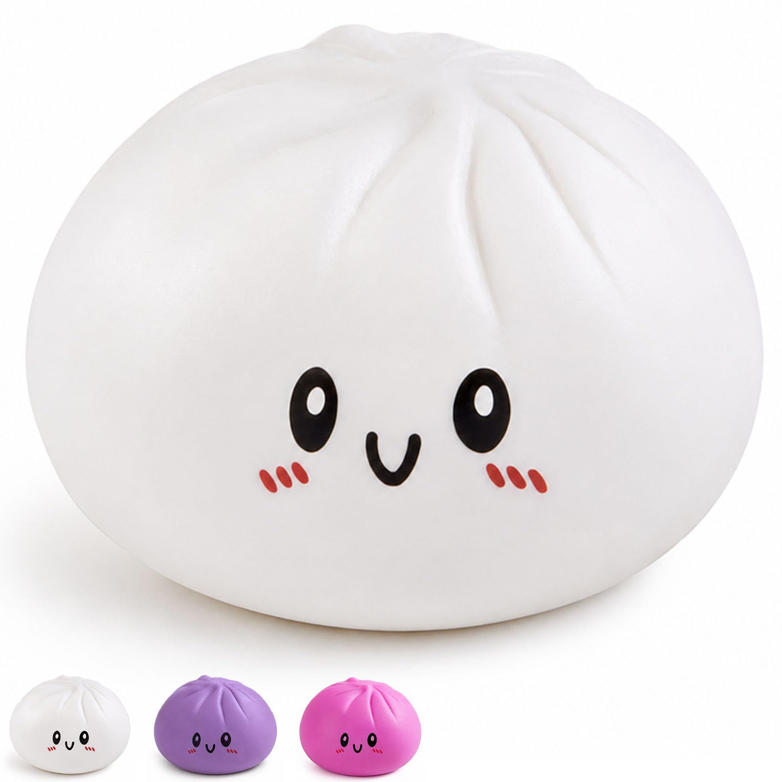 Squishy Dumpling Toy, 15cm Small & 25cm Giant Options, Soft Squeeze Stress Relief Fidget Toy, Cute Bao Bun Sensory Toy Gift (White, 15CM) — image 1