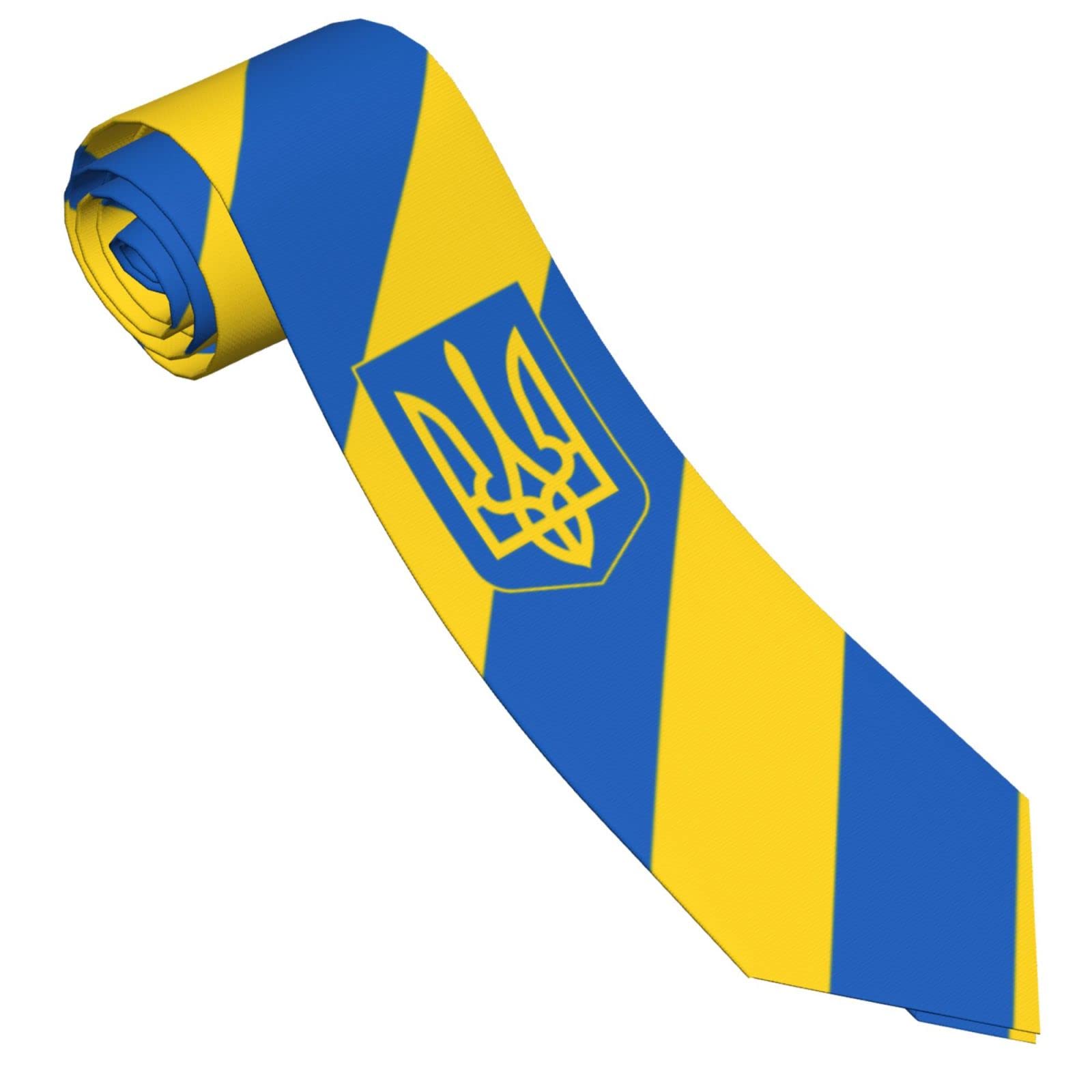 Pelnyc Unisex White Ukraine Flag Ukrainians Necktie Patriotic Neck Ties Mens Party Formal Business Soft Skil Neckties