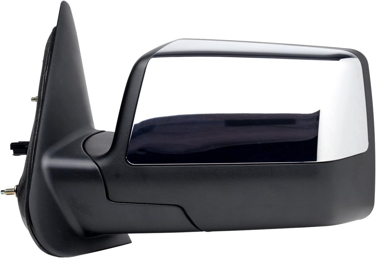 Fit System Driver Side Mirror for Ford Ranger, Textured Black, w/Chrome Cover, Foldaway, Power