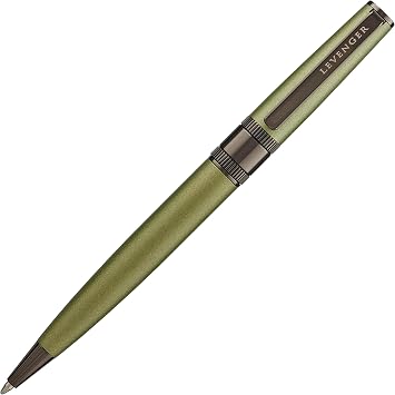 Levenger Engineer Luxury Premium Ballpoint Twist Pen for Men and Women with Box, Office, Executive, Business Gifts, Moss Green