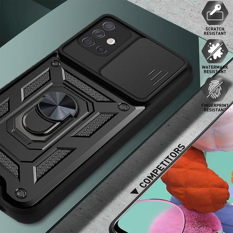 Image of Helix Kickstand, Samsung Galaxy A71 - Black Cover Kickstand Case with Ring Holder Back Cover for Samsung Galaxy A71 - Black Shutter